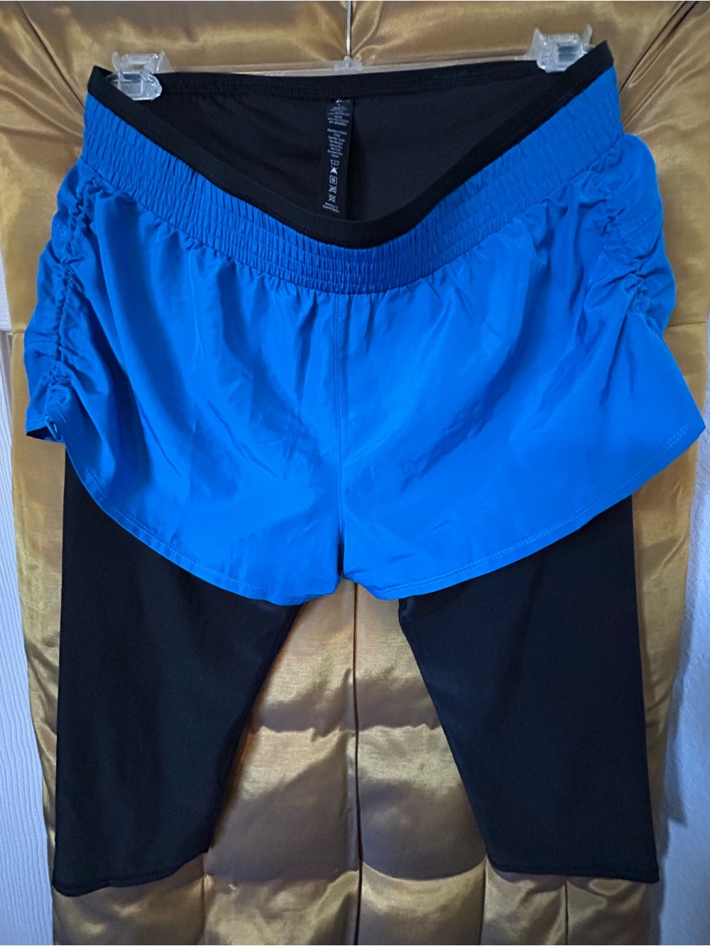 RBX Active Women's Blue Layered Skort with Integrated Black Capri Leggings